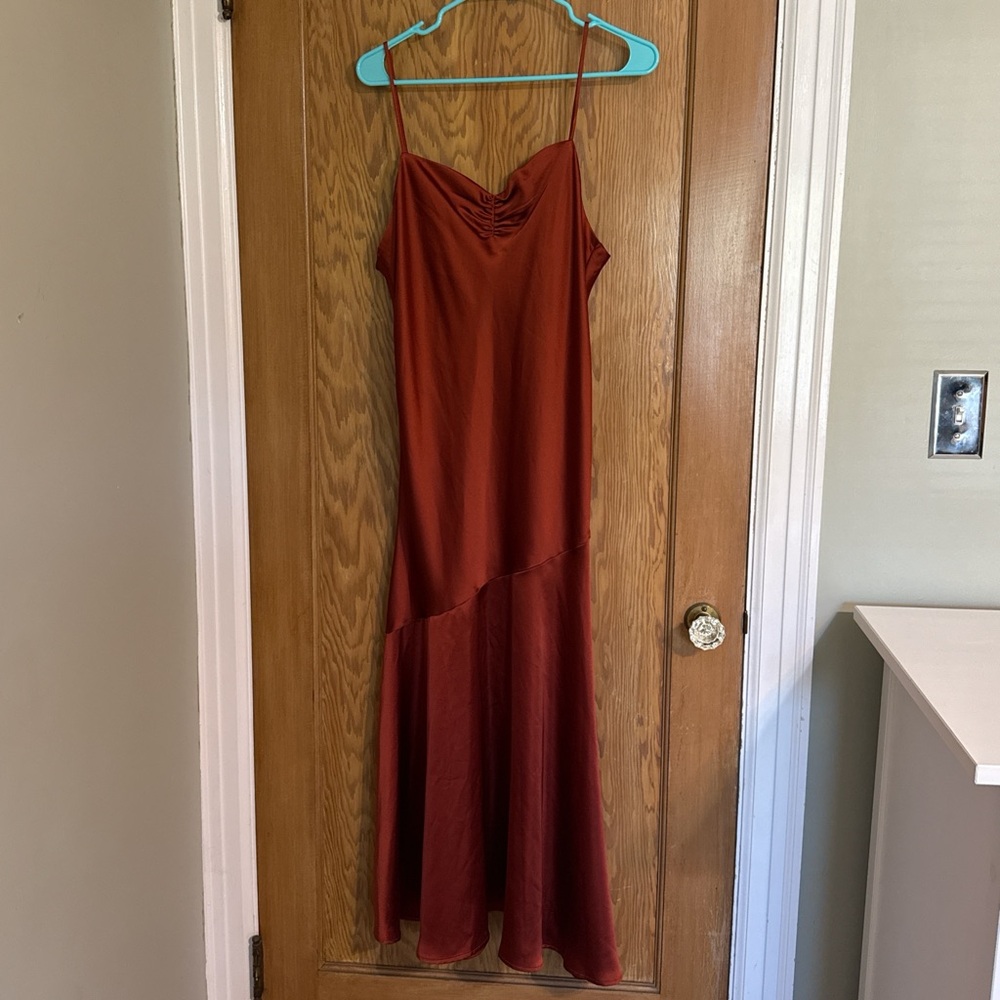 Topshop Asymmetrical Rust Dress